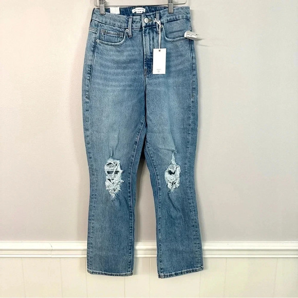 Good American Good Boy Vintage Inspired Distressed Jeans Size 2, 26 NWT - Picture 2 of 13